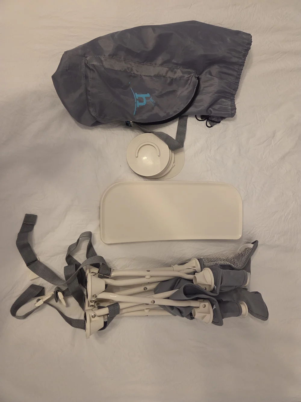 Baby Portable Travel Booster Seat - Gray with Cream Tray